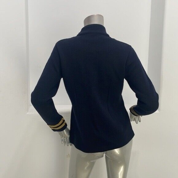 Vintage Ralph Lauren Knit Merino Wool Military Jacket Navy with Gold Leaf sz P - Picture 6 of 11